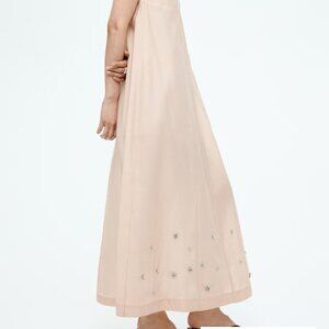 H & M Edition Pale pink Strapless Floral Rhinestone embellished A line Dress